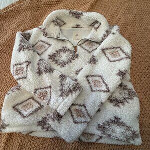 THREAD & SUPPLY Mojave Desert Aztec Quarter Zip Sherpa Pullover | Size Small